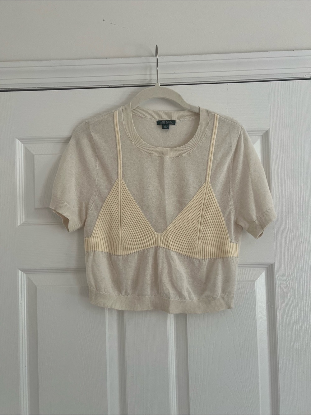 Butter Yellow Knit Bikini Detailed Ribbed Top
